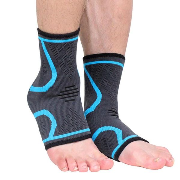 

pair ankle support brace pads equipment nylon silicone elastic pressure protector basketball volleyball, Blue;black