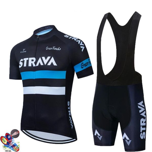 

racing sets 2021 strava cycling jersey mtb bicycle team shirts males' short sleeve bike wear summer premium clothin, Black;blue