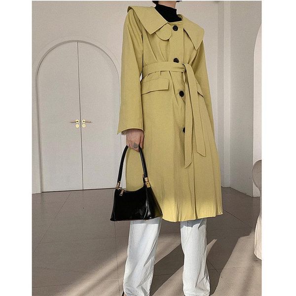 

women's trench coats hzirip fashion autumn elegant windbreaker brief polka dot office lady loose casual gentle all-match overco, Tan;black
