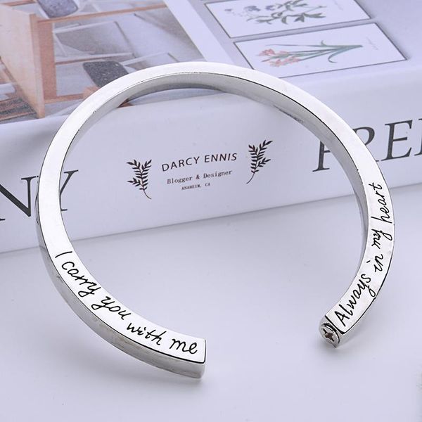 

bangle men women urn jewelry bracelet open lettering stainless steel bangles cremation ashes memorial bracelets 2021, Black