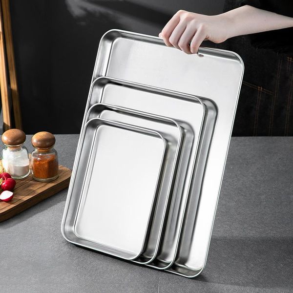 

kitchen storage & organization rectangle steamed sausage noodles trays stainless steel fruit dish restaurant el pastry baking plates