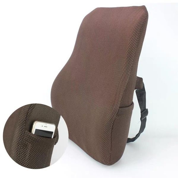 

cushion/decorative pillow chair backrest memory foam fill mesh fabric adjustable strap easy washable lumbar support relieve pain cushions