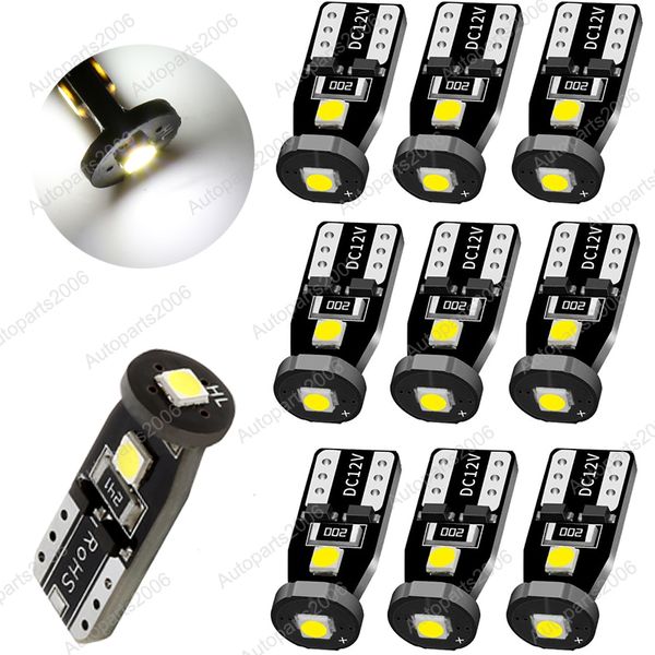 50 pçs / lote branco T10 3030 3smd LED CANBUS ERROR BULB BULB 168 194 2825 Lâmpada de folga Leitura de porta de porta Luz da placa 12V