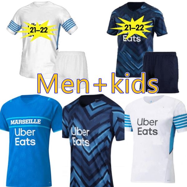

cuisance soccer jersey 21 22 2021 2022 maillot foot guendouzi benedetto kamara payet om marseille football shirt de men + kids kit, Black;yellow