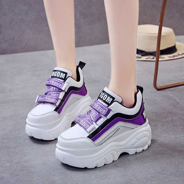 

ins super sports sho women's breathable soft harajuku white thick soled dad casual net red hip hop