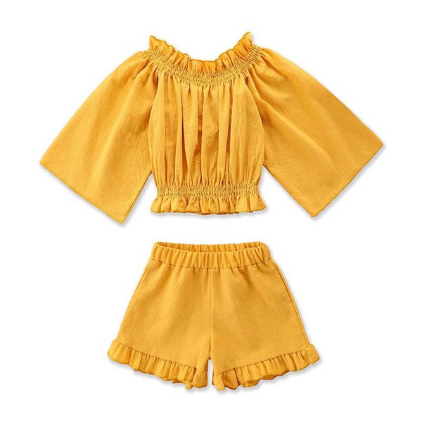 

girls clothing sets kids outfits baby clothes children suit child wear summer fashion blouses shorts 2pcs cute b6860, White