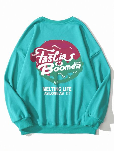

men letter graphic drop shoulder sweatshirt x08y#, Black