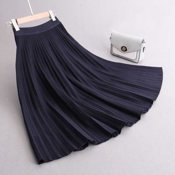 

skirts high waist knitted women winter a-line long chic autumn brown warm faldas jupe femme saia 92zv, Black