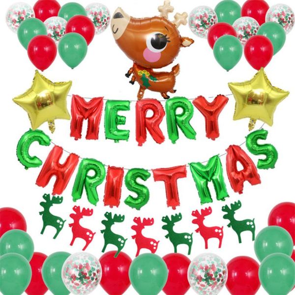 

party decoration christmas balloon deer banner foil balloons for home year navidad aluminium ballon globos gifts