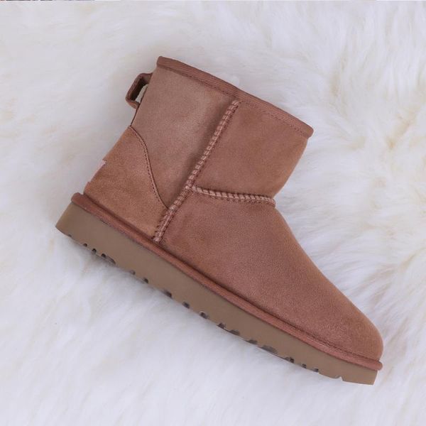 

boots classic sheepskin suede leather wool fur lined women ankle winter for basic snow shoes black brown