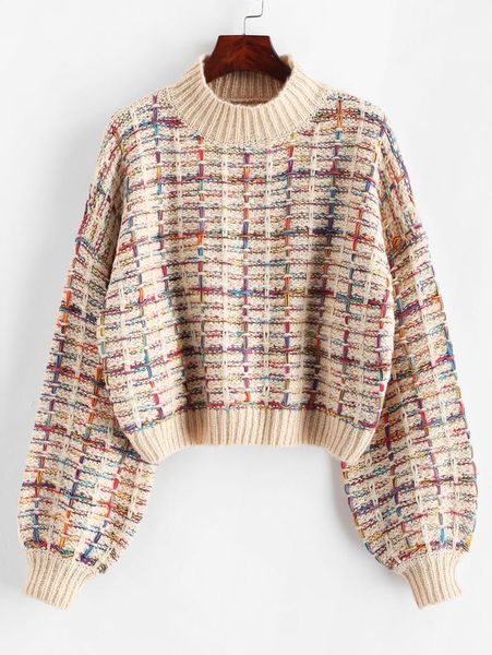 

women's sweaters zaful stripe women lantern sleeves chunky loose sweater pullovers winter christmas crew neck drop shoulder r2h6, White;black