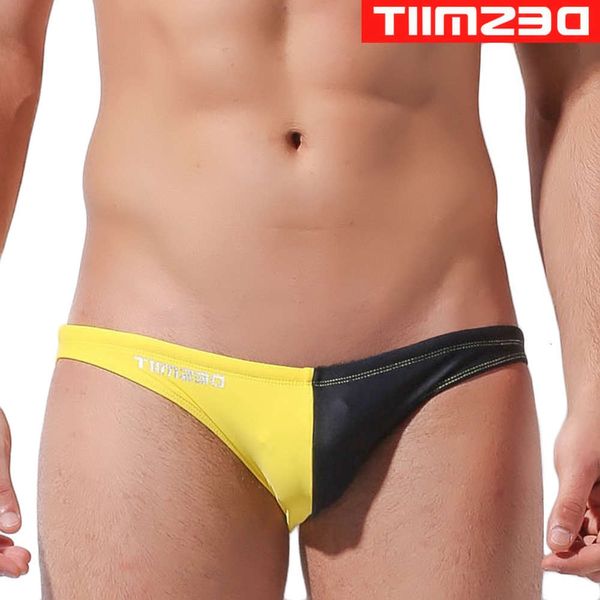 

the bikini desiit low waist bikini men's left and right color matching triangle swimming trunks s308, White;black