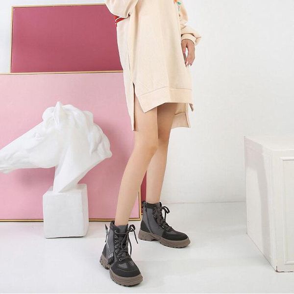 

boots winter snow women shoes woman fashion flat short fur ankle warm, Black