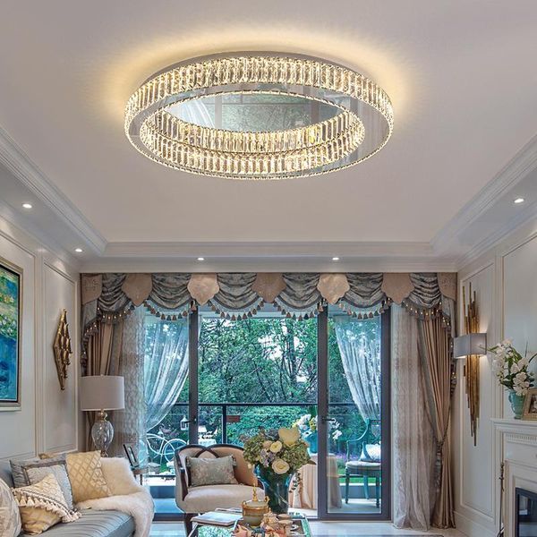 

gold silver led postmodern round stainless steel crystal lamparas de techo ceiling lights.ceiling light.ceiling lamp for foyer lights