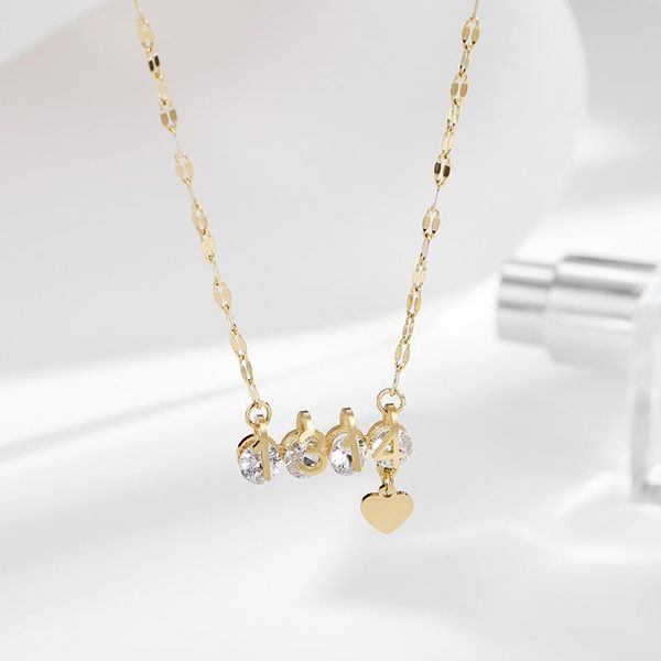 

pendant necklaces stainless steel rose gold love zircon necklace women's fashion clavicle chain jewelry, Silver