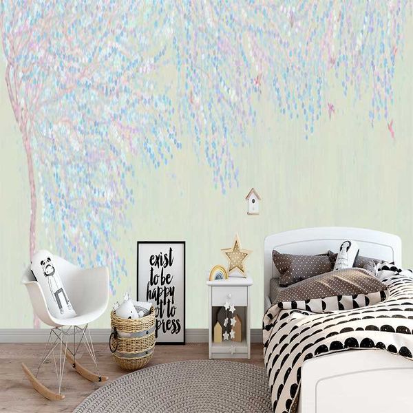 

wallpapers milofi 3d custom wallpaper bird and willow illustration