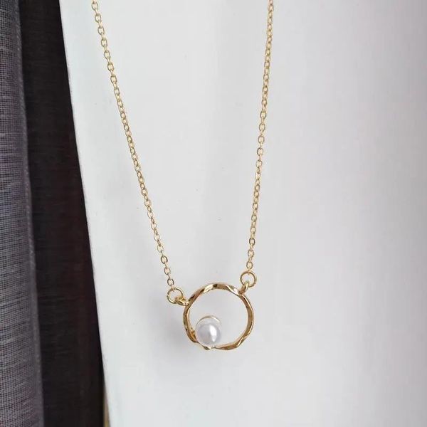 

chains oe fashion geometric pattern necklace for women pearl minimalist jewelry, Silver