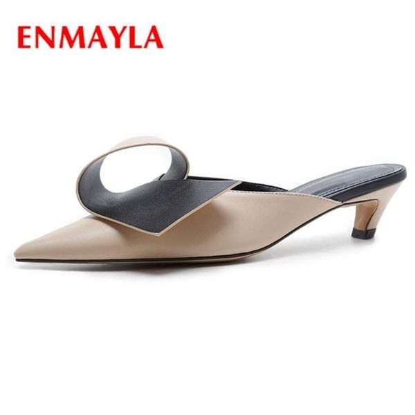 

dress shoes enmayla fashion women cow leather pointed toe slip-on lady appliques pumps zyl454, Black