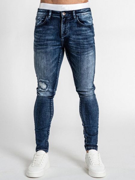 

romwe guys washed ripped jeans k9uk#, Blue