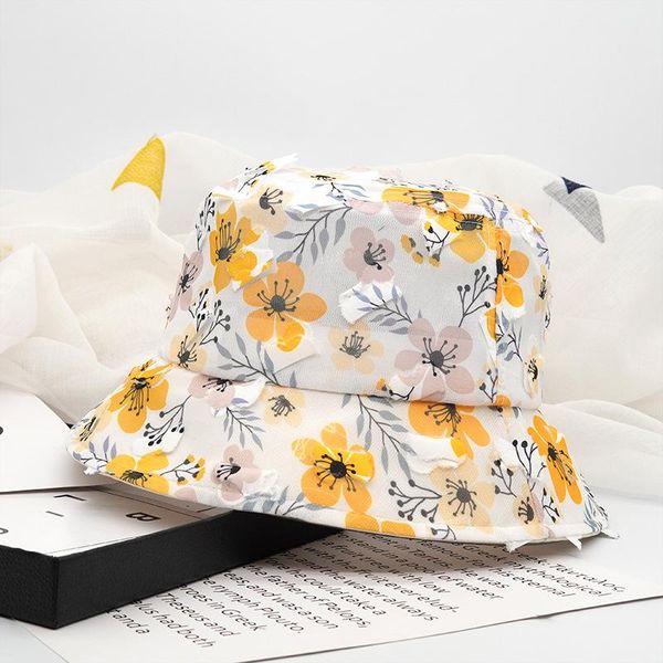 

fashion flower print buckets hat women transparent panama lace floral fisherman beach sun cap summer ladies female wide brim hats, Blue;gray