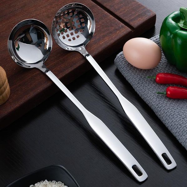 

spoons 27x6.8cm stainless steel long handle soup spoon colander home gadgets teaspoon rice noodles scoop kitchen cooking accessories
