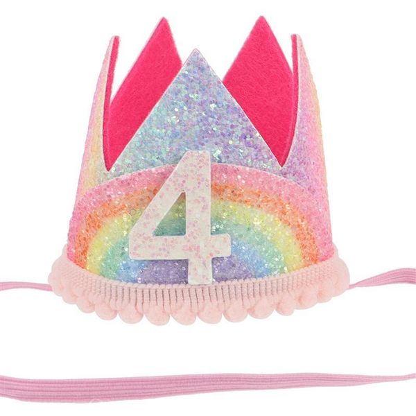 

party hats 1pc 1/2 adorable baby birthday cap boys girls pricess crown number headband glitter shower