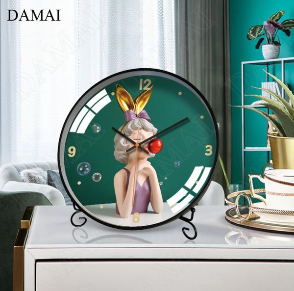 

creative cartoon girl deskclocks nordic fashion bedroom decorative ornaments living room clock for table home decor desk &