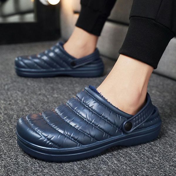 

women slippers winter cotton anti-skid warm fur indoor shoes house slip-on men's sandal comfortable soft couple, Black