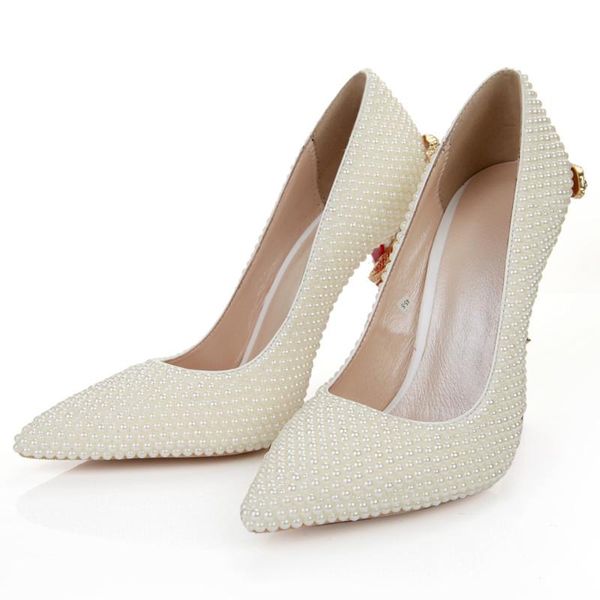 

dress shoes elegant decoration with pearl heels .5cm woman for wedding autumn luxury bride party, Black