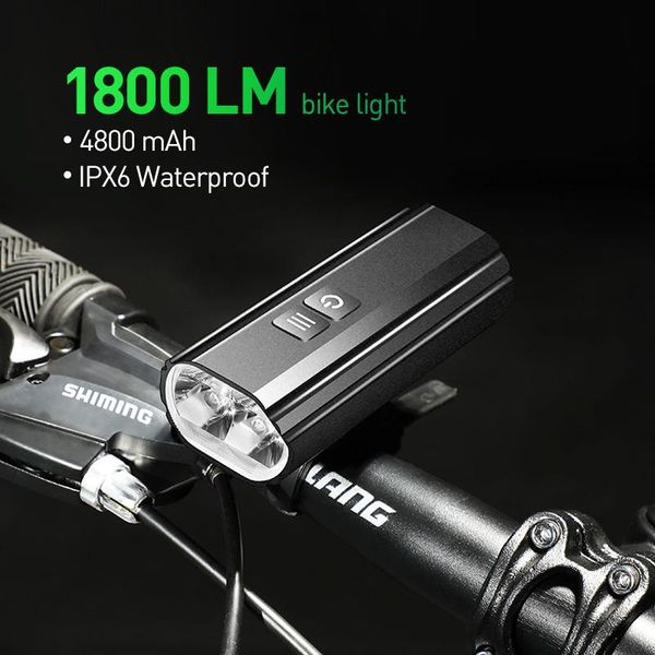 

lumens bicycle light 4800mah ipx6 waterproof portable t6 led usb recharge mtb road front bike lamp headlight lights