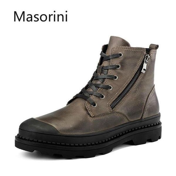 

boots quality 2021 fashion men natural leather autumn winter shoes waterproof work safety ankle big size 38-47, Black