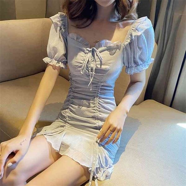 

waisted chiffon dress, low-cut temperament was thin, ruffled female nightclub women 210416, Black;gray