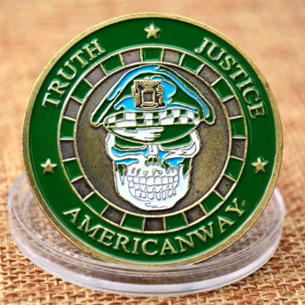 

50pcs non magnetic military craft truth justice american anway chicago police to serve and protect bronze plated challenge coin