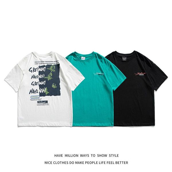 

men's t-shirts summer original oversize loose men t-shirt women short sleeve bf style university couple hip hop streetwear, White;black