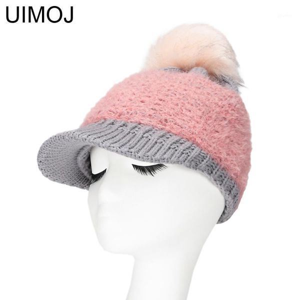 

beanie/skull caps uimoj winter knitted with pompom warm woman skullies beanies casual hats1, Blue;gray