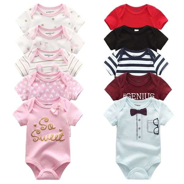 

baby girl clothes 5pcs cotton bodysuits print born boy girls clothing cartoon roupas de bebe 211101, Blue