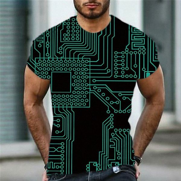 

men's t shirt 3d print graphic technology crew neck daily sports print short sleeve casual classic designer big and tall green o9uu#, White;black