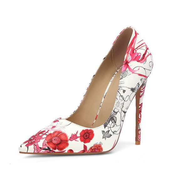 

shoe mode pointed thin print wearing shoes high leap women slide on party bombs at night, Black