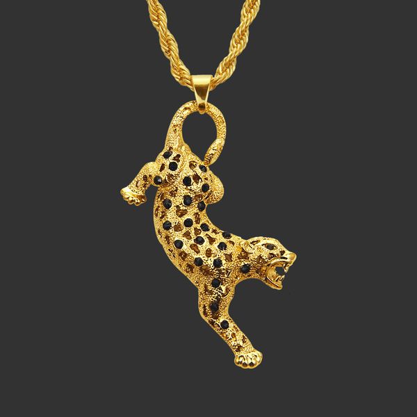 

for chains men pendant hip hop amulet neck s hollow out diamond inlaid leopard men's nightclub exaggerated, Silver