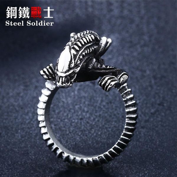 

cluster rings steel soldier wholesale alien ring stainless 2021 jewelry arrival for men, Golden;silver