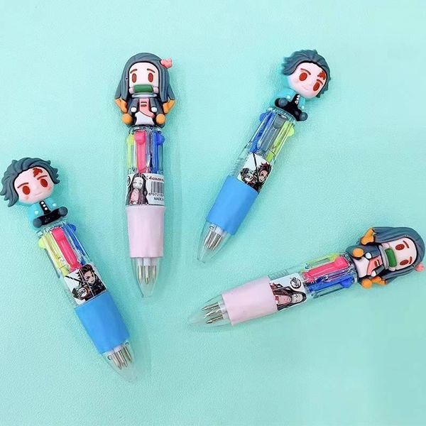 

color anime demon slayer kimetsu no yaiba ballpoint pen school office supply stationery multicolor for girl gift pens, Blue;orange