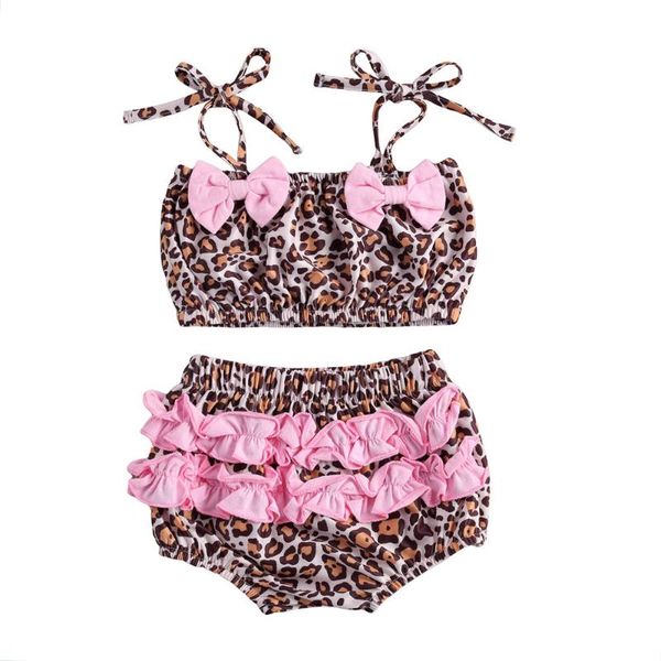

baby girl fashion leopard printed bikini set bowknot ruffled swimsuit swimwear 6m-5y toddler kids summer casual bathing suit two-piece suits