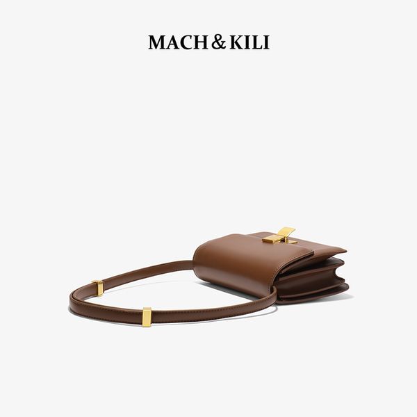 

shoulder bag messenger bag handbag cowhide leather net red tofu pouch stewardess bag solid color female brown designer brand