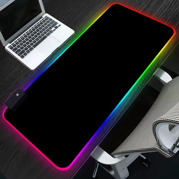Sovawin RGB-Gaming-Maus, 80 x 30 cm, komplett schwarz, LED-Licht, Computer-Mauspad, XL, Gamer-Schreibtischunterlage, rutschfeste PC-Tastatur, Laptop
