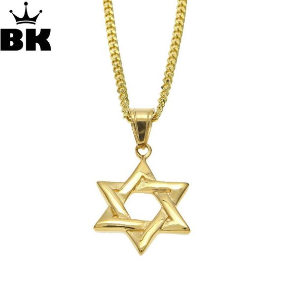 Pingente colares jóias jóias magen estrela de david colar mulheres cadeia de homens rosa cor de ouro aço inoxidável israel