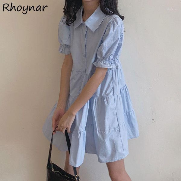 

casual dresses women solid tender ladies elegant girls all-match classy fashion ulzzang chic mini folds petal-sleeve empire, Black;gray