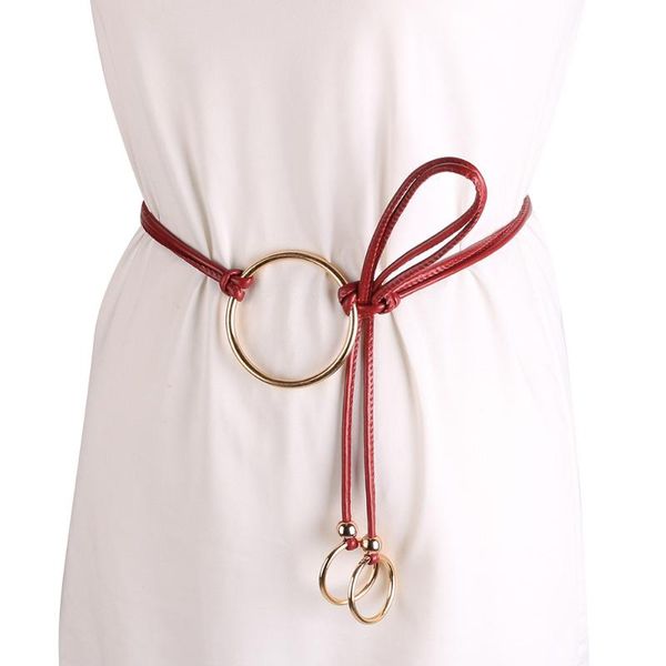 

belts women belt ladies slim fashion waist dress access thin shiny skinny leather metal ring cinturon mujer a9, Black;brown