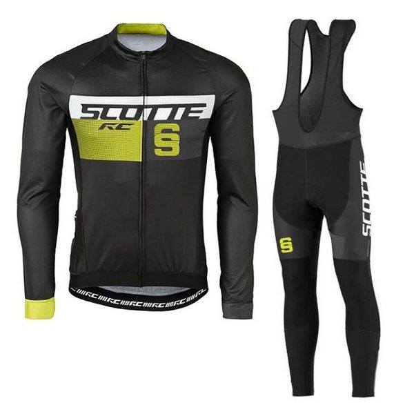 

racing sets gs team green scotte cycling jersey autumn long sleeve men bicycle clothing breathable outdoor riding bike mtb set, Black;blue