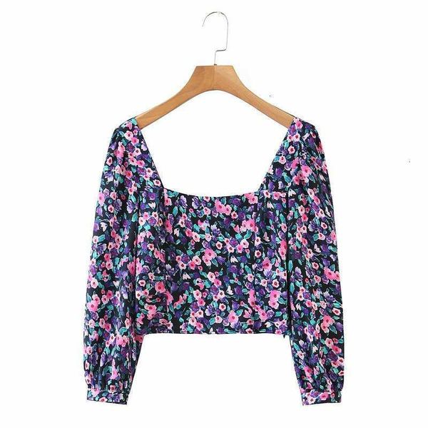 

women's blouses & shirts fall xl 3297 europe and the united states purple flower women long sleeve shirt ii58, White