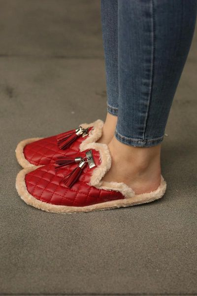 

women red winter slippers, Black